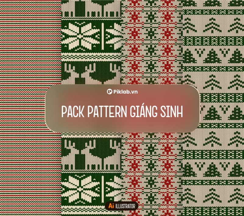 Noel Christmas Design Pattern Pack, Bộ 4 Pattern Hoa Văn Giáng Sinh Đẹp Cho Thiết Kế, Họa Tiết Cây Thông, Bông Tuyết, Tuần Lộc